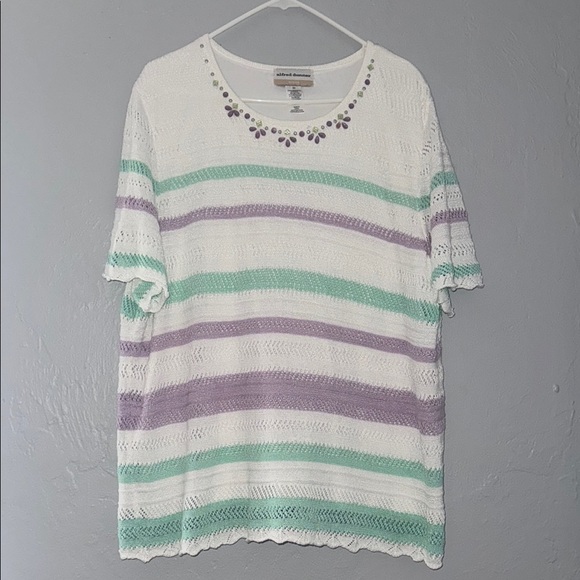 Alfred Dunner Tops - Alfred Dunner Relaxed Green and Purple Short Sleeve Tee 27